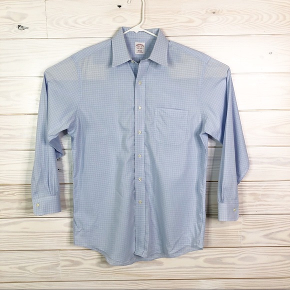 Brooks Brothers Men Gingham Dress Shirt Non Iron - Picture 1 of 5